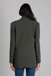 Patrizia Pepe Giacca Lunga Doppiopetto con Spalle Strutturate 8S0106 C8001 MYSTERIOUS GREEN