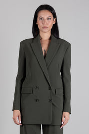 Patrizia Pepe Giacca Lunga Doppiopetto con Spalle Strutturate 8S0106 C8001 MYSTERIOUS GREEN