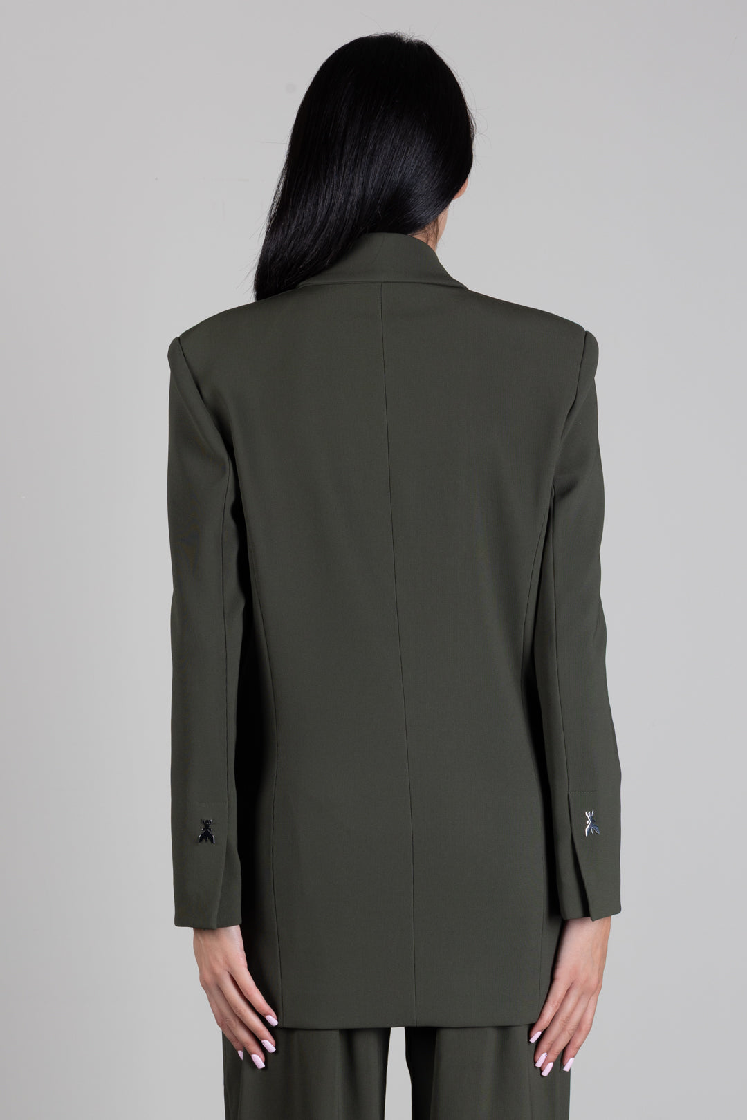 Patrizia Pepe Giacca Lunga Doppiopetto con Spalle Strutturate 8S0106 C8001 MYSTERIOUS GREEN