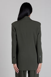 Patrizia Pepe Giacca Lunga Doppiopetto con Spalle Strutturate 8S0106 C8001 MYSTERIOUS GREEN