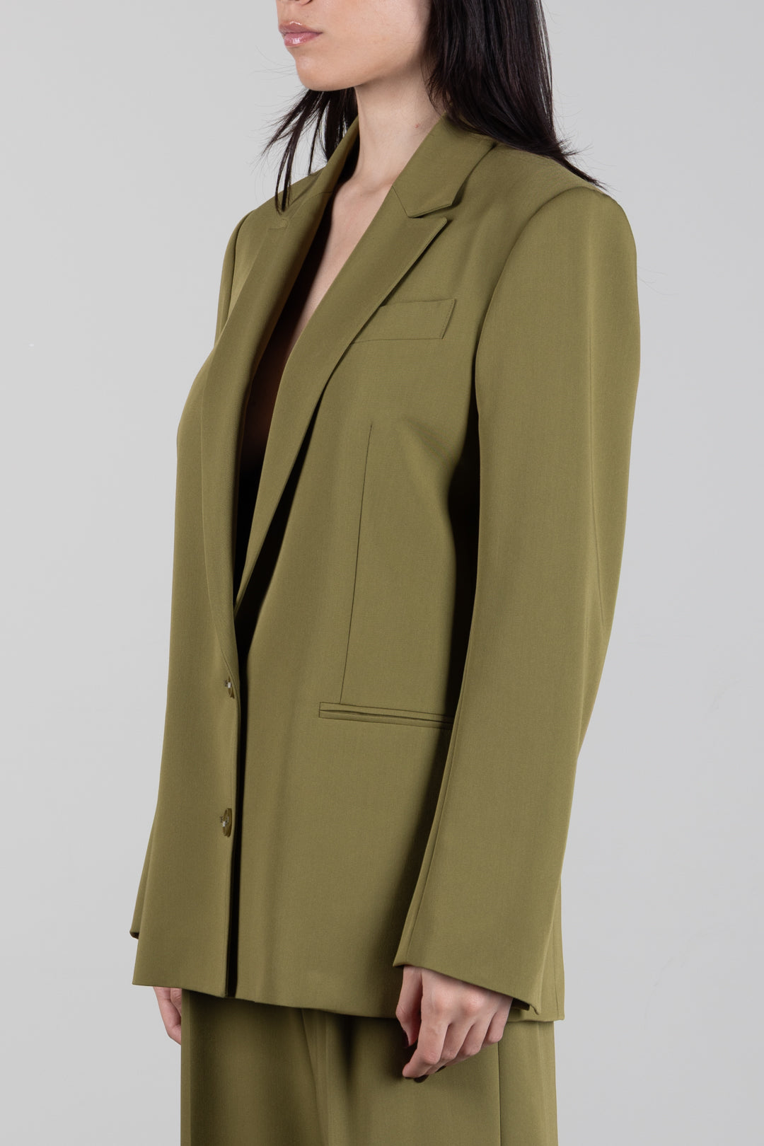 Patrizia Pepe Giacca Monopetto a Due Bottoni con Dettaglio Fly 2S0008 A498 LIZARD GREEN