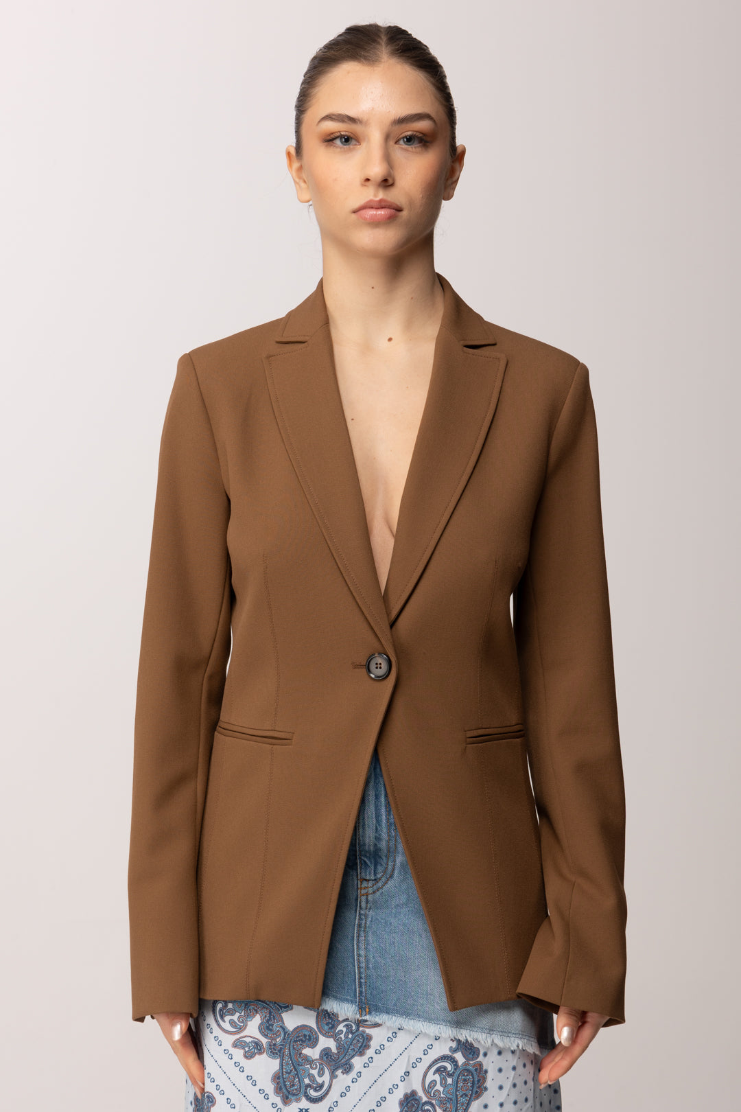 Pinko Giacca Monopetto a Singolo Bottone 105687 A2QV BRONZO - CALDO