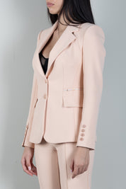 Elisabetta Franchi Giacca Monopetto con Morsetti Logo GI27466E2 NUDE