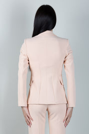 Elisabetta Franchi Giacca Monopetto con Morsetti Logo GI27466E2 NUDE