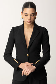 Elisabetta Franchi Giacca Monopetto con Morsetto Sul Retro GI14451E2 NERO