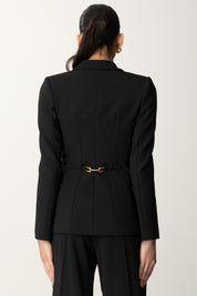 Elisabetta Franchi Giacca Monopetto con Morsetto Sul Retro GI14451E2 NERO