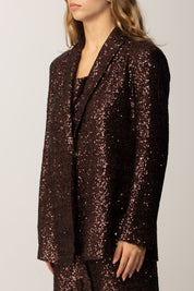 Manila Grace Giacca Monopetto con Ricamo Full Paillettes G185PY ARABICA