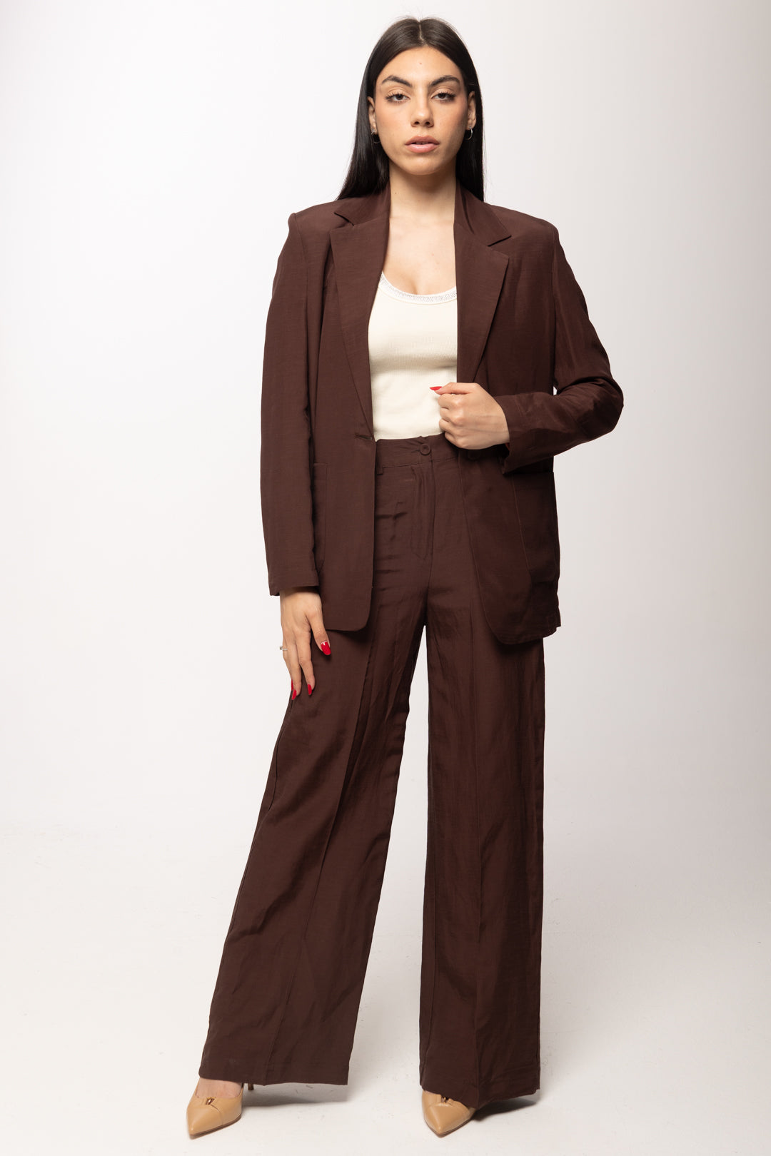 Hanita Giacca Monopetto Fluida con Rever Classico H.J1258.4572 EBANO