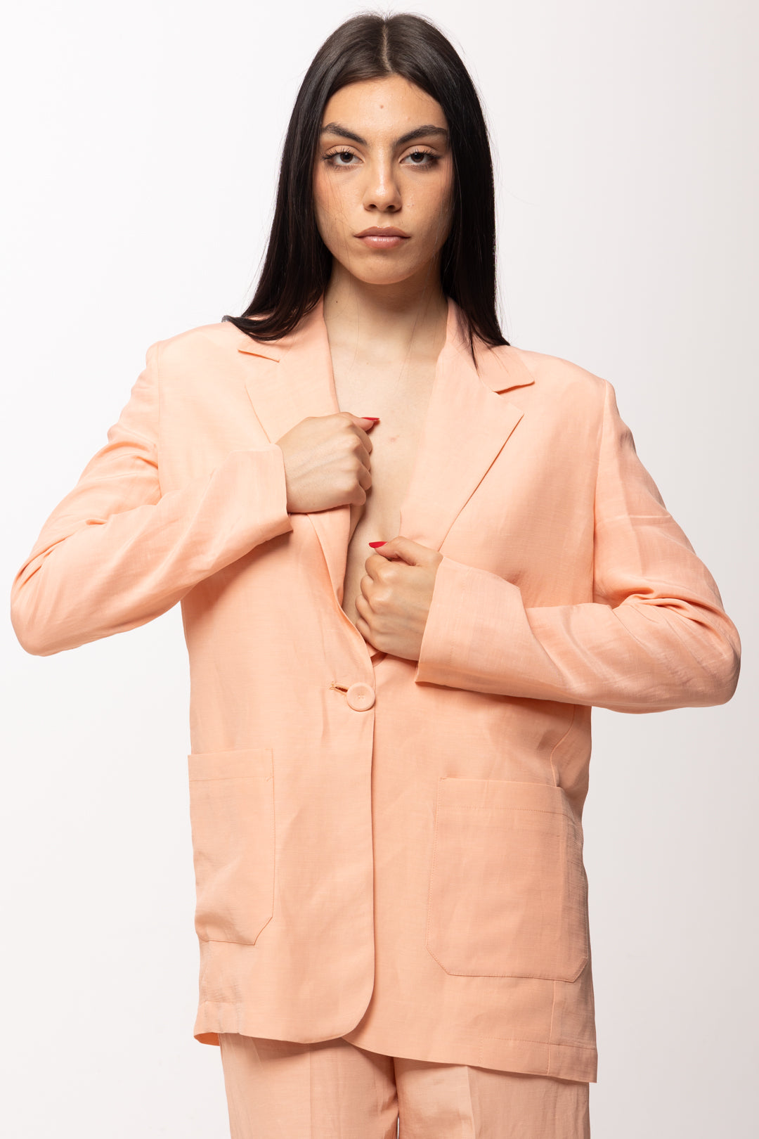 Hanita Giacca Monopetto Fluida con Rever Classico H.J1258.4572 ROSA TRAMONTO