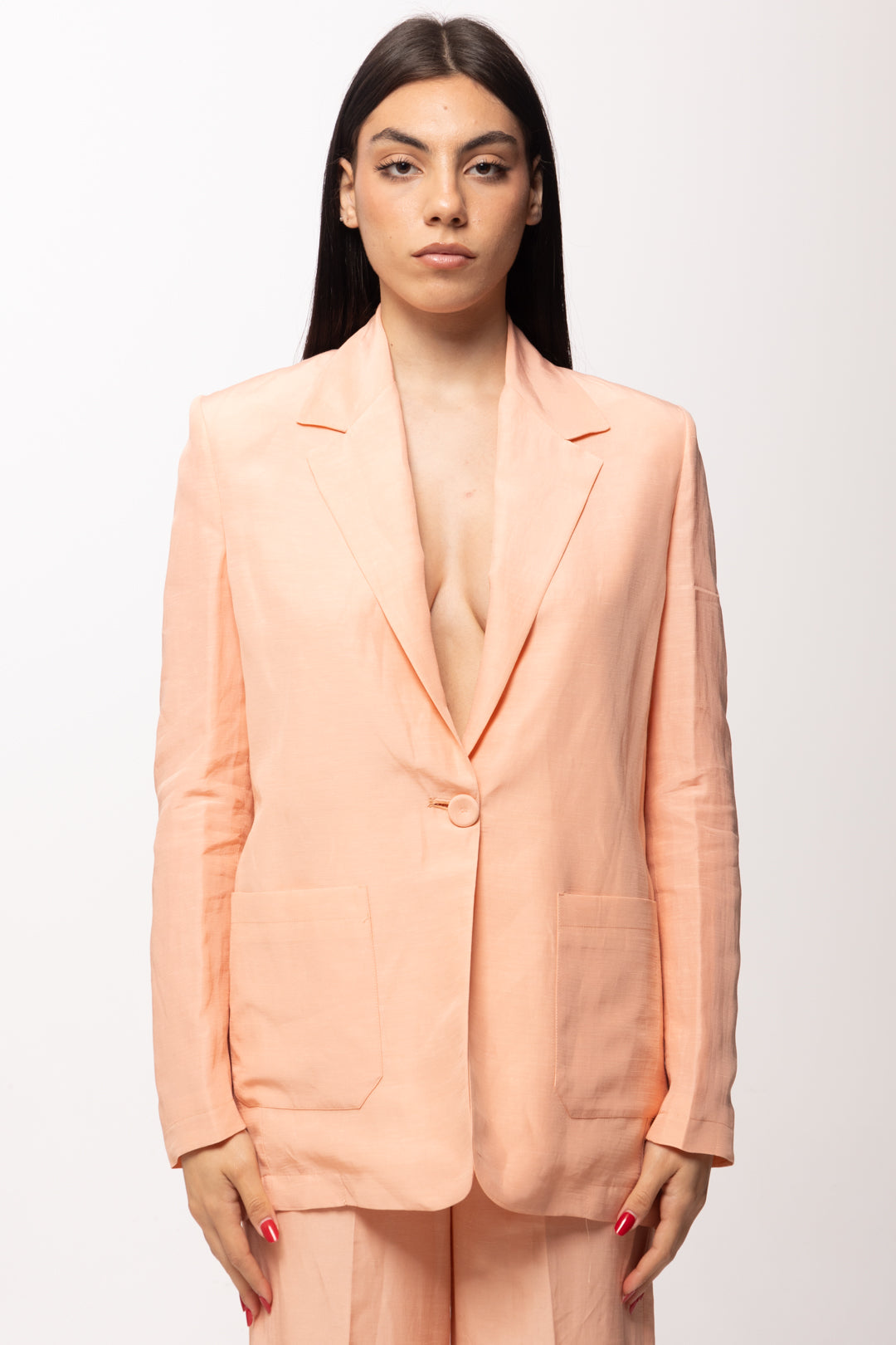 Hanita Giacca Monopetto Fluida con Rever Classico H.J1258.4572 ROSA TRAMONTO