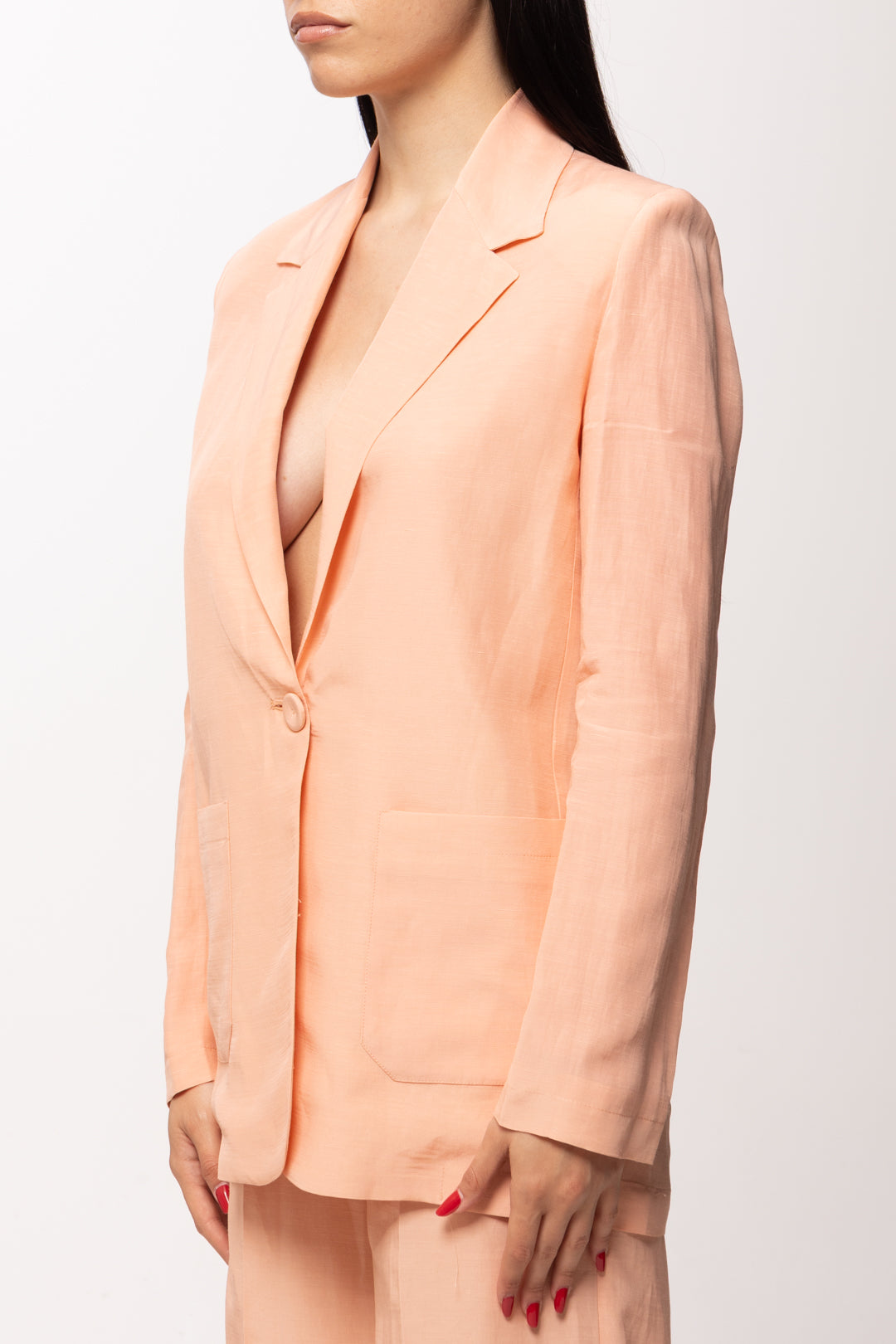 Hanita Giacca Monopetto Fluida con Rever Classico H.J1258.4572 ROSA TRAMONTO