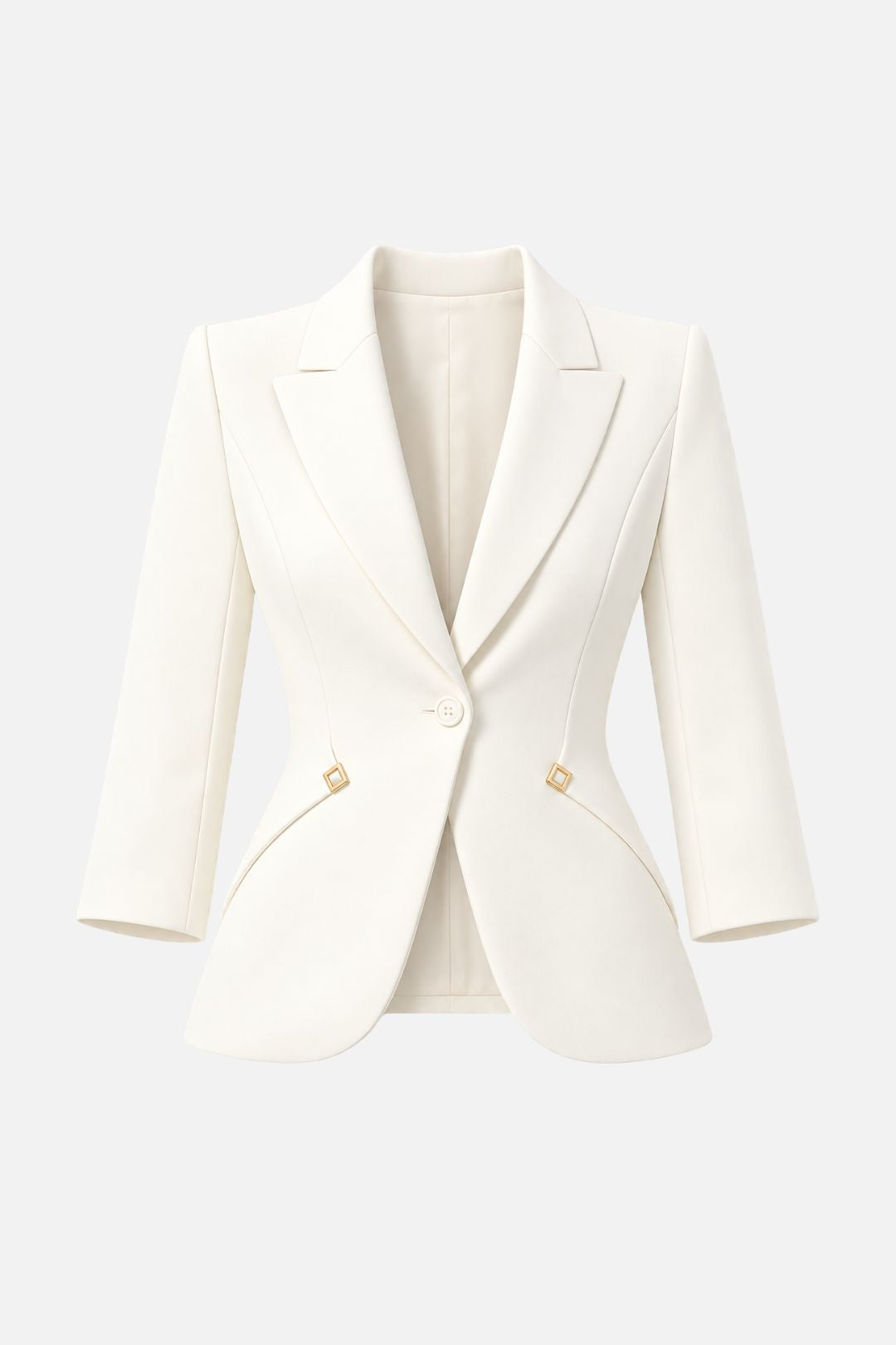 Elisabetta Franchi Giacca Monopetto In Crêpe Leggero e Raso GI27567E2 AVORIO
