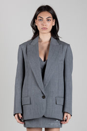 Elisabetta Franchi Giacca Monopetto In Lana Vergine GI28167E2 GRIGIO MELANGE