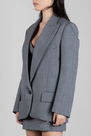 Elisabetta Franchi Giacca Monopetto In Lana Vergine GI28167E2 GRIGIO MELANGE
