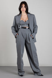 Elisabetta Franchi Giacca Monopetto In Lana Vergine GI28167E2 GRIGIO MELANGE