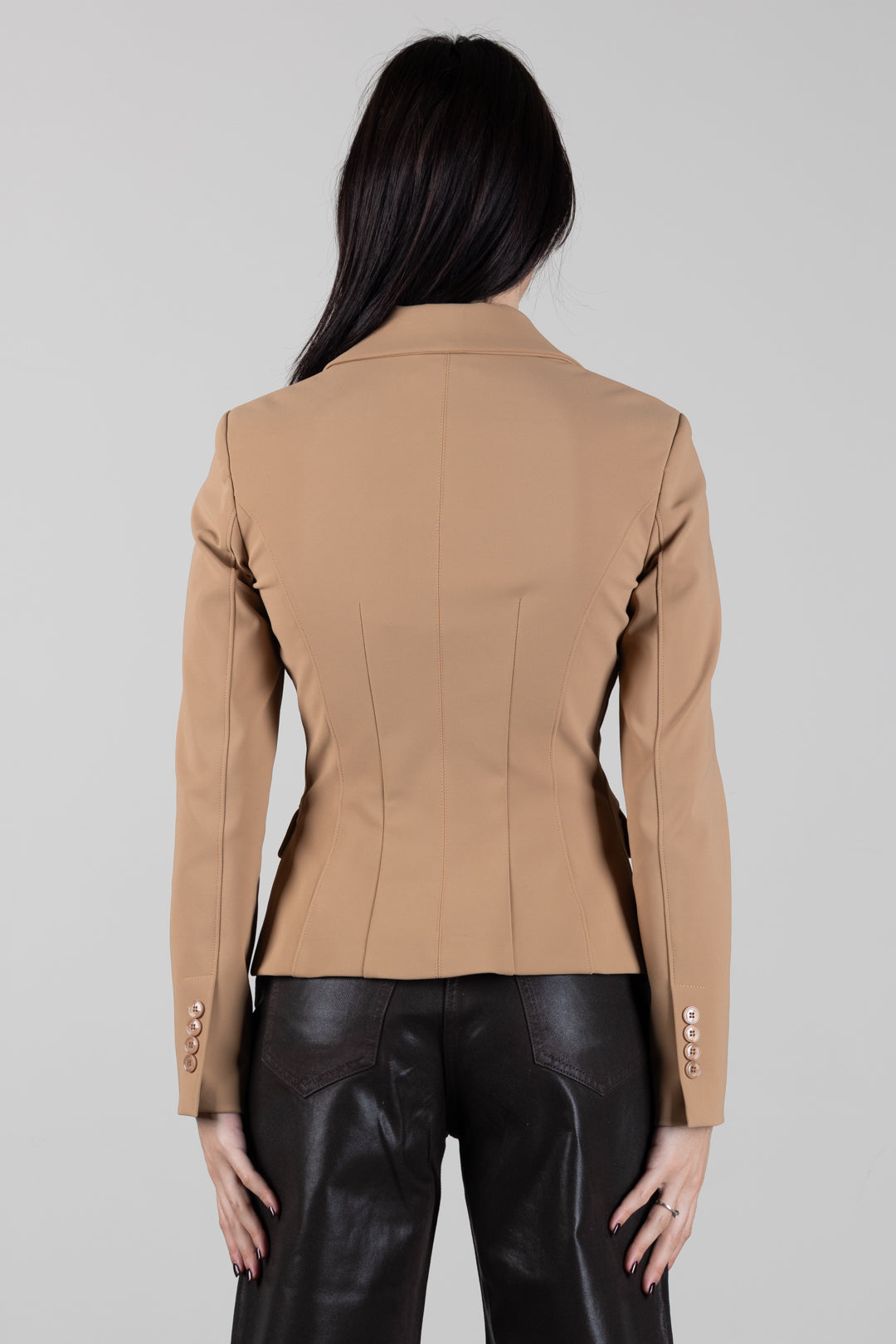Elisabetta Franchi Giacca Monopetto In Tessuto Tecnico GI25367E2 DAINO