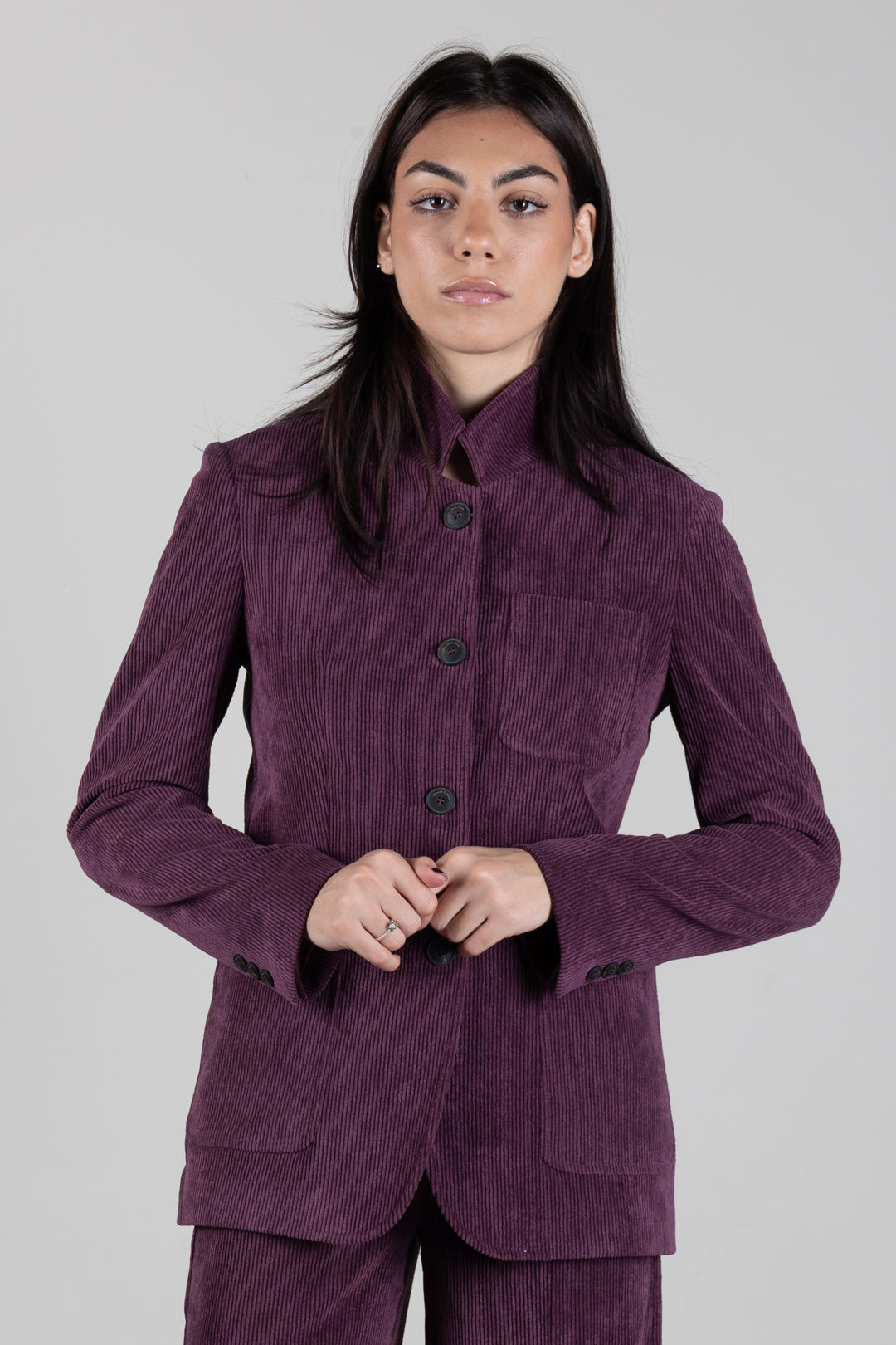 Manila Grace Giacca Monopetto In Velluto a Coste G018PU PORT ROYALE :AI26