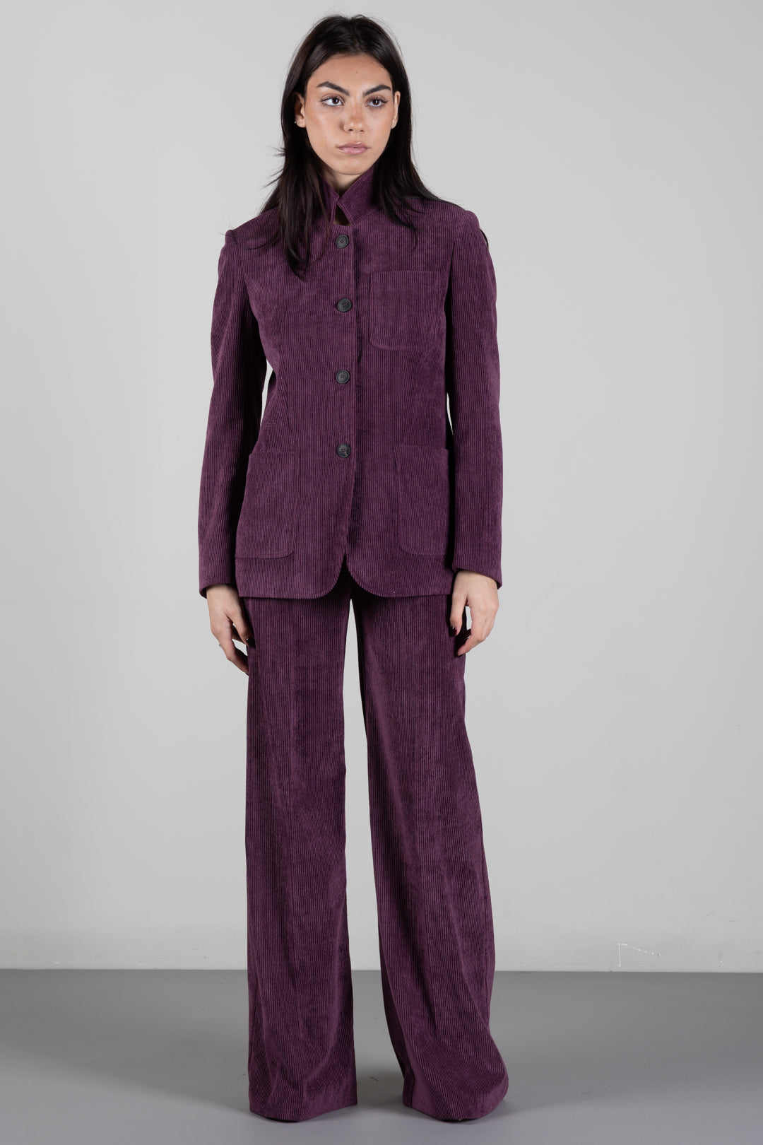 Manila Grace Giacca Monopetto In Velluto a Coste G018PU PORT ROYALE :AI26