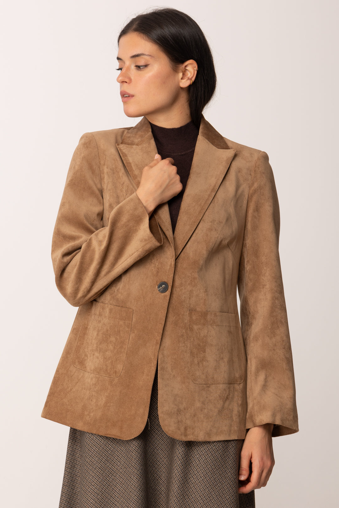 Khloe Femme Giacca Monopetto In Velluto TABACCO