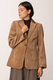 Khloe Femme Giacca Monopetto In Velluto TABACCO