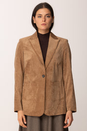 Khloe Femme Giacca Monopetto In Velluto TABACCO