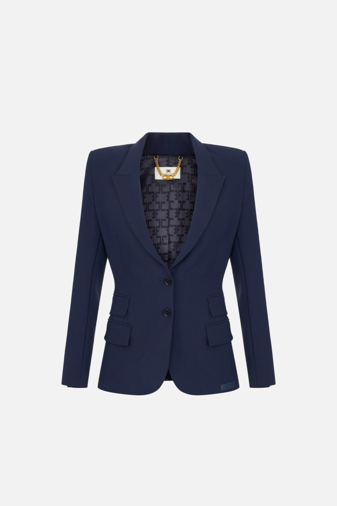 Elisabetta Franchi Giacca Monopetto Slim In Crêpe Leggero GI25666E2 BLU NOTTE