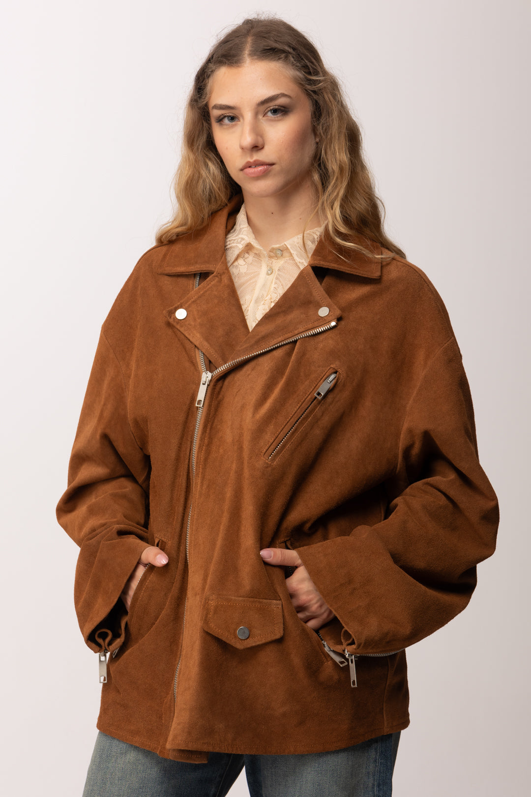 Aniye By Giacca Motorcycle Oversize 185096 COGNAC :PE26