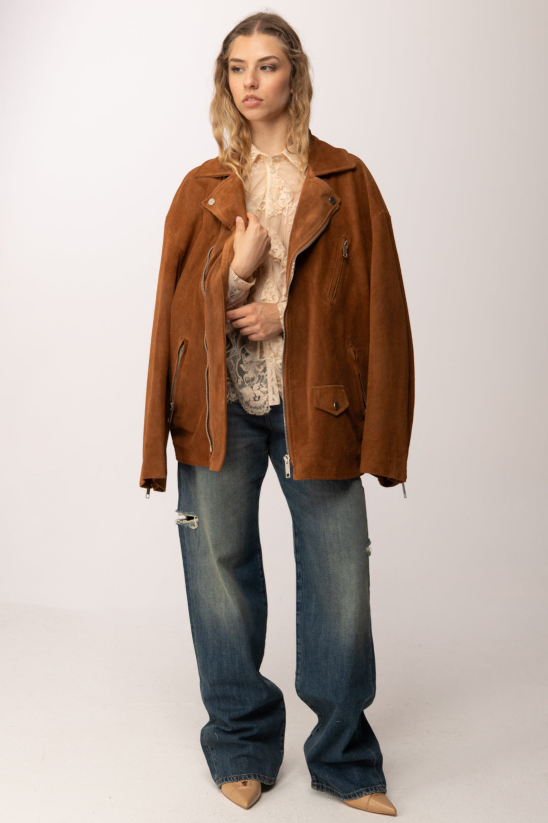 Aniye By Giacca Motorcycle Oversize 185096 COGNAC :PE26