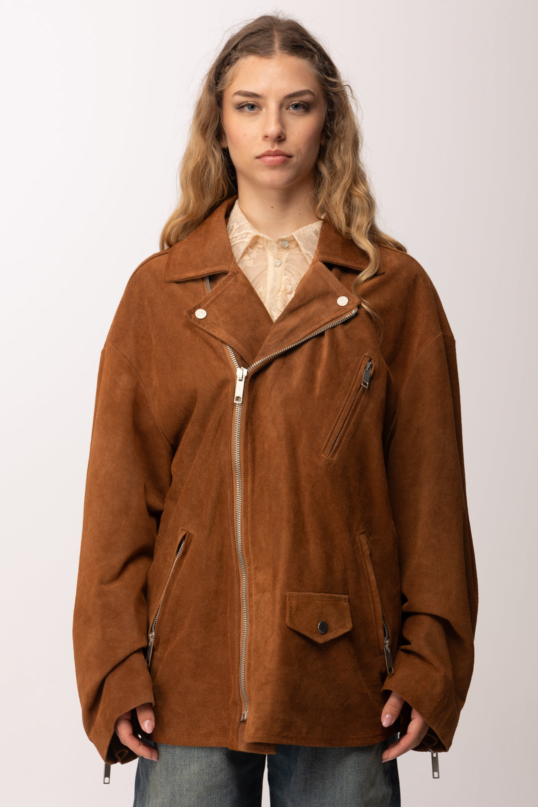 Aniye By Giacca Motorcycle Oversize 185096 COGNAC :PE26