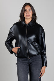 Patrizia Pepe Giacca Relaxed Fit In Similpelle 8O0000 E005 NERO