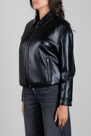Patrizia Pepe Giacca Relaxed Fit In Similpelle 8O0000 E005 NERO