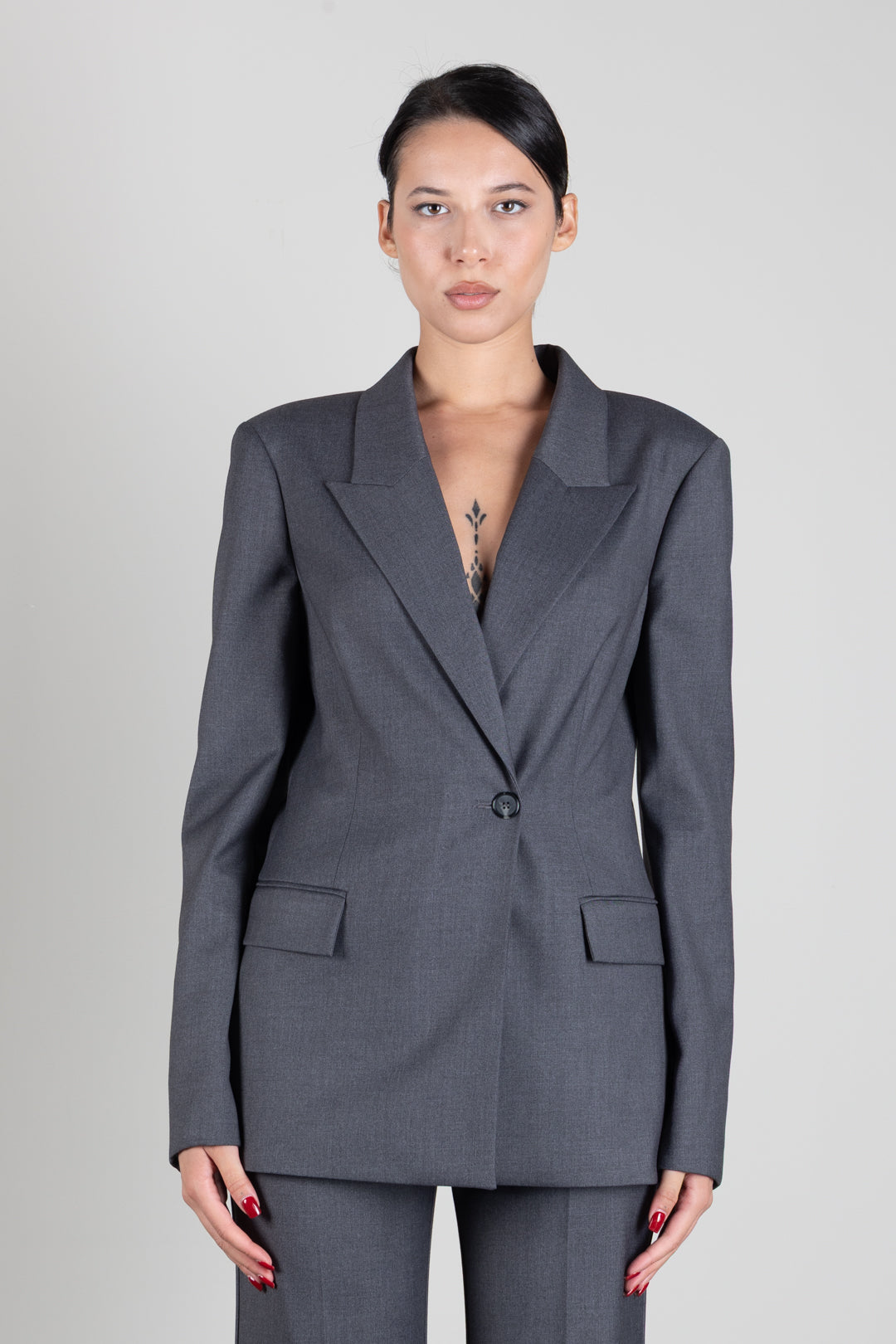 Aniye By Giacca Rio Sfiancata con Rever a Lancia 181098 GRAY :AI26