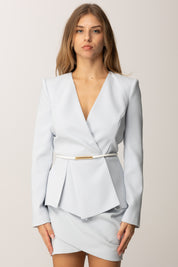 Elisabetta Franchi Giacca Slim In Crêpe con Cintura Logata GI16657E2 STARLIGHT