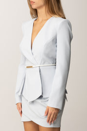 Elisabetta Franchi Giacca Slim In Crêpe con Cintura Logata GI16657E2 STARLIGHT