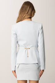 Elisabetta Franchi Giacca Slim In Crêpe con Cintura Logata GI16657E2 STARLIGHT