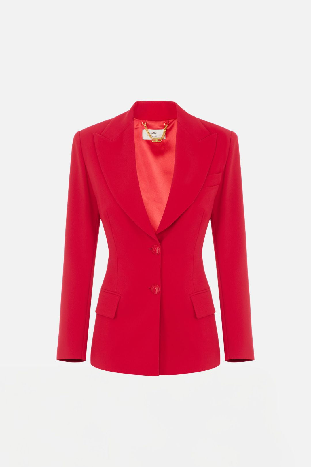 Elisabetta Franchi Giacca Slim In Crêpe con Lacci Incrociati GI27366E2 RED PASSION