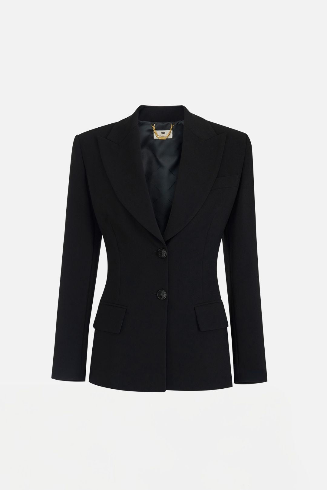 Elisabetta Franchi Giacca Slim Nera In Crêpe con Lacci Incrociati GI27966E2 NERO