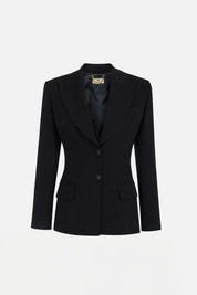 Elisabetta Franchi Giacca Slim Nera In Crêpe con Lacci Incrociati GI27966E2 NERO