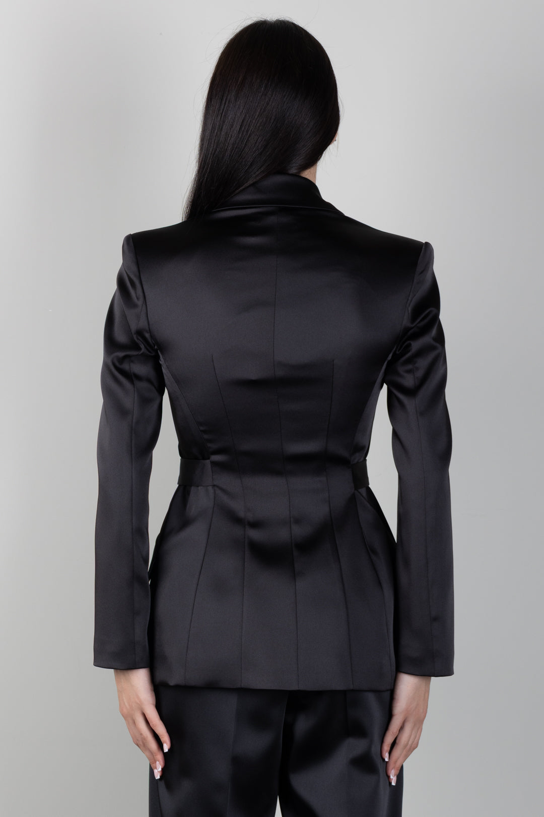 Elisabetta Franchi Giacca Slim Nera In Crêpe con Lacci Incrociati GI27966E2 NERO