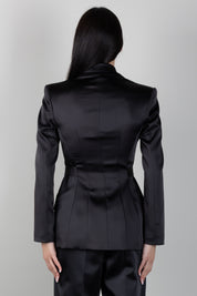 Elisabetta Franchi Giacca Slim Nera In Crêpe con Lacci Incrociati GI27966E2 NERO