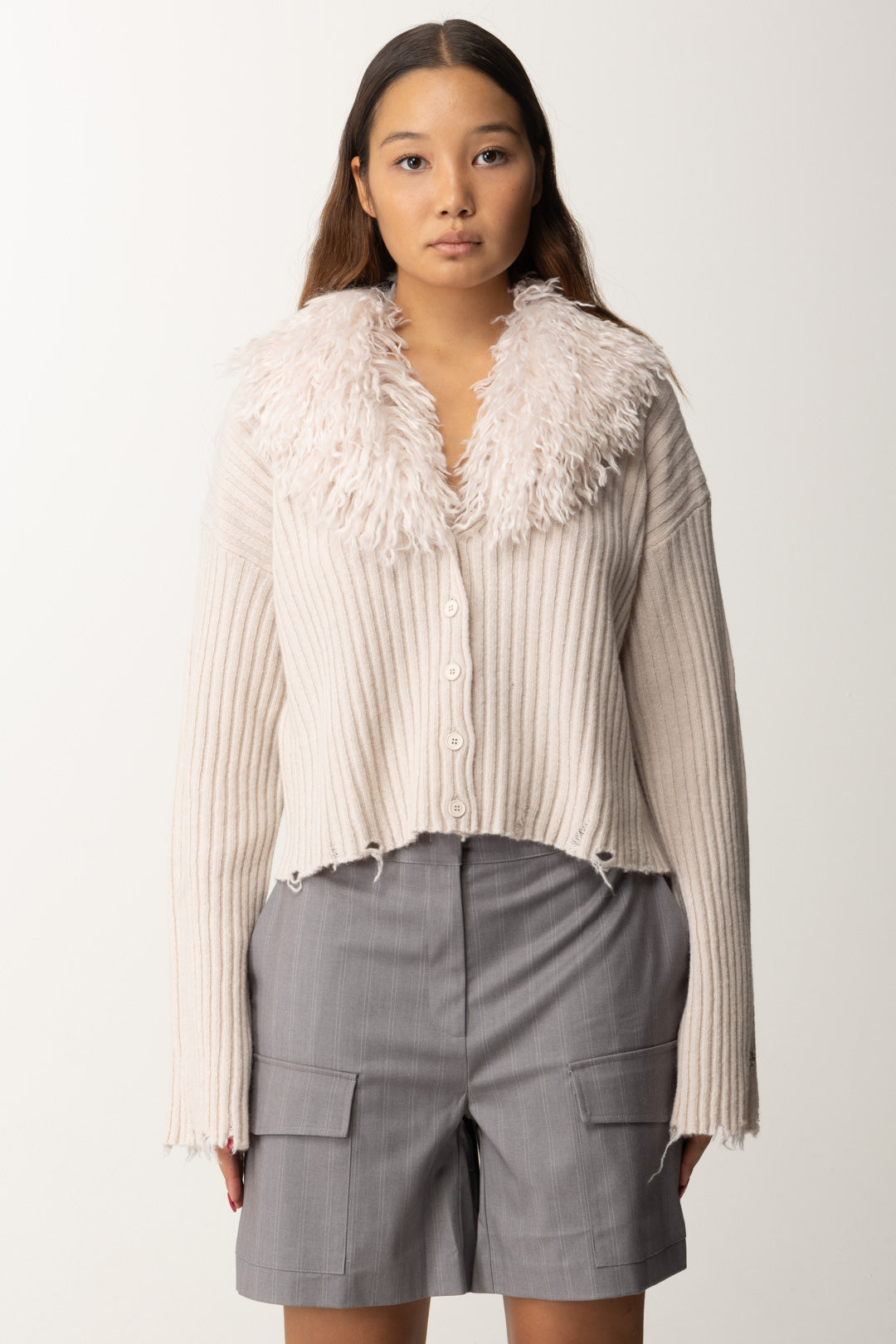 Aniye By Donna Veste tricotée avec col en fourrure Kate 181012