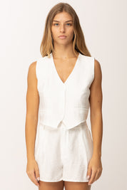 Khloe Femme Gilet Corto con Bottoni In Tinta BIANCO