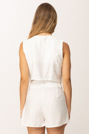 Khloe Femme Gilet Corto con Bottoni In Tinta BIANCO