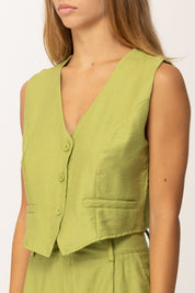 Khloe Femme Gilet Corto con Bottoni In Tinta IGUANA