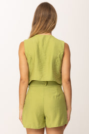 Khloe Femme Gilet Corto con Bottoni In Tinta IGUANA