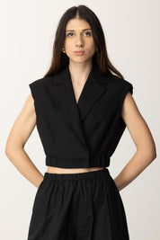 Pinko Gilet Corto con Rever Ed Elastico 104755 A2BQ NERO LIMOUSINE