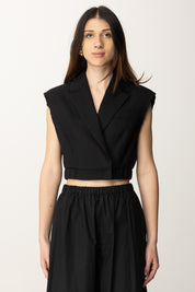 Pinko Gilet Corto con Rever Ed Elastico 104755 A2BQ NERO LIMOUSINE