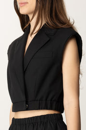 Pinko Gilet Corto con Rever Ed Elastico 104755 A2BQ NERO LIMOUSINE