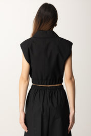Pinko Gilet Corto con Rever Ed Elastico 104755 A2BQ NERO LIMOUSINE