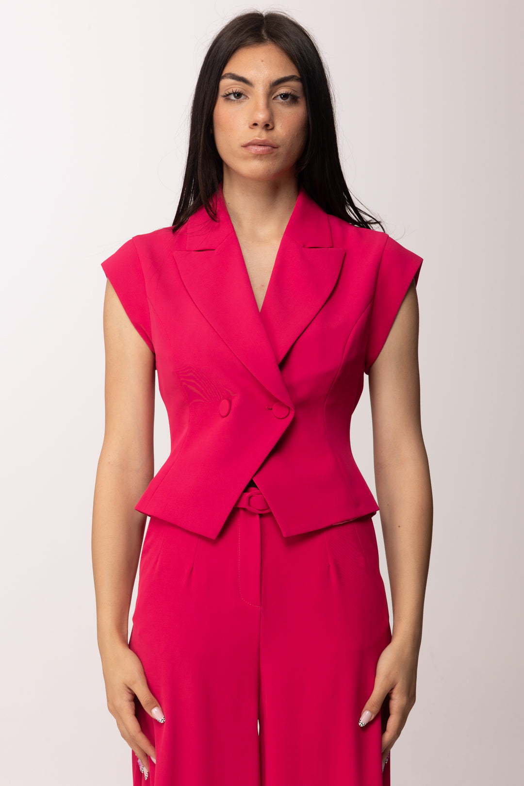 Imperial Gilet Corto Doppiopetto con Rever JBN7LHX FUXIA